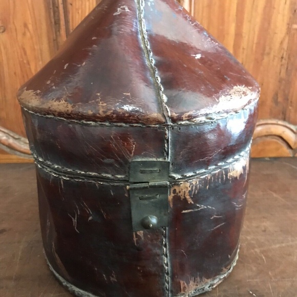 ANTIQUE CHINESE CHINA MING QING DYNASTY IMPERIAL HAT BOX LACQUER LEATHER RARE!! - Picture 2 of 8